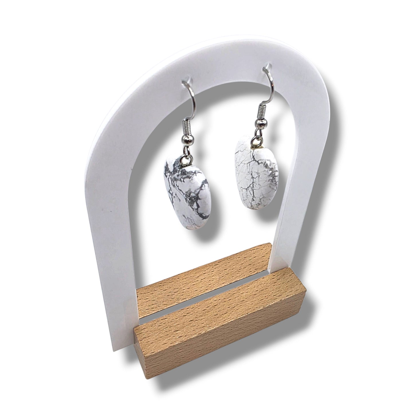Boucles d'Oreilles COEUR HOWLITE BLANCHE