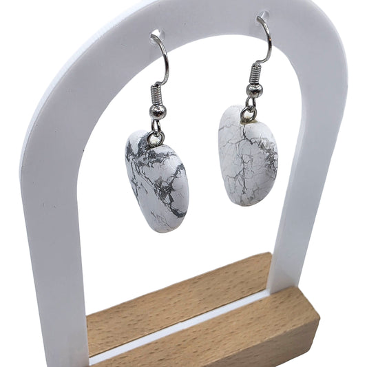 Boucles d'Oreilles COEUR HOWLITE BLANCHE