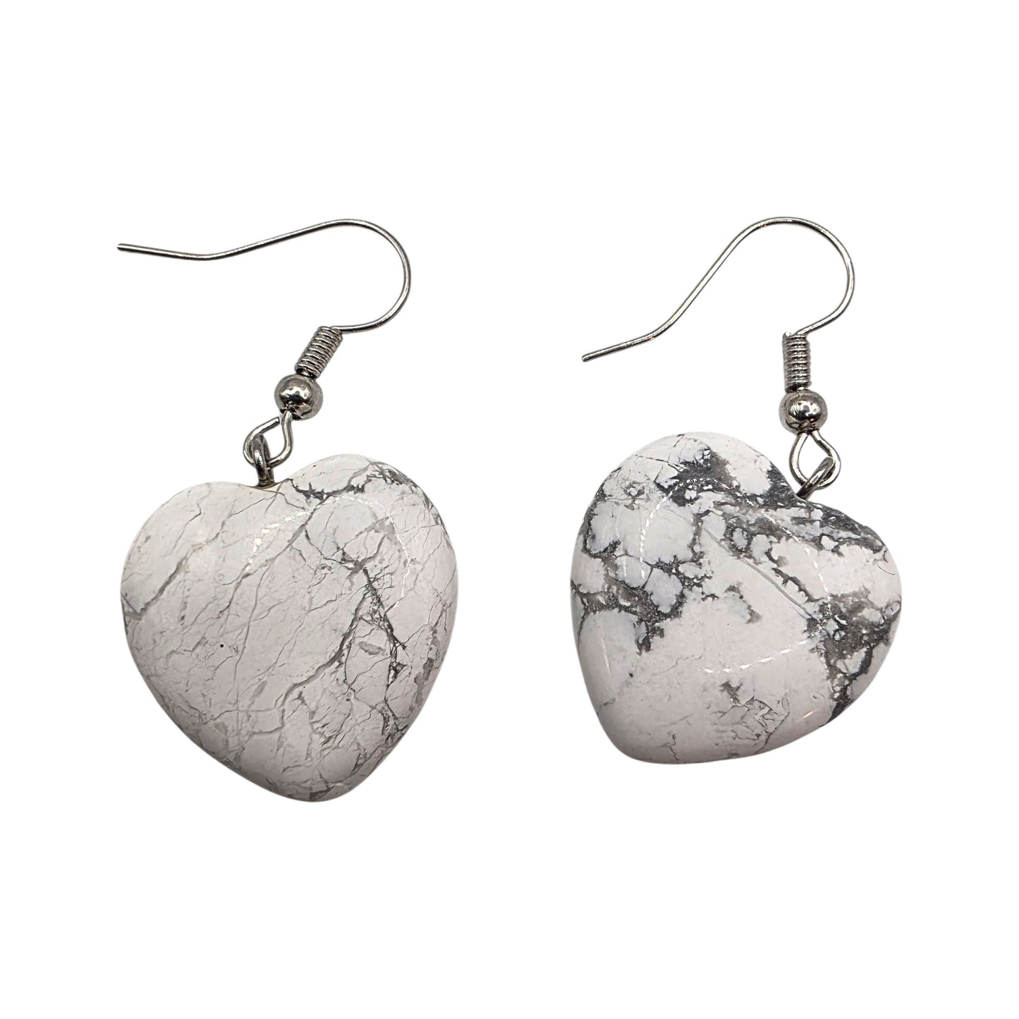 Boucles d'Oreilles COEUR HOWLITE BLANCHE
