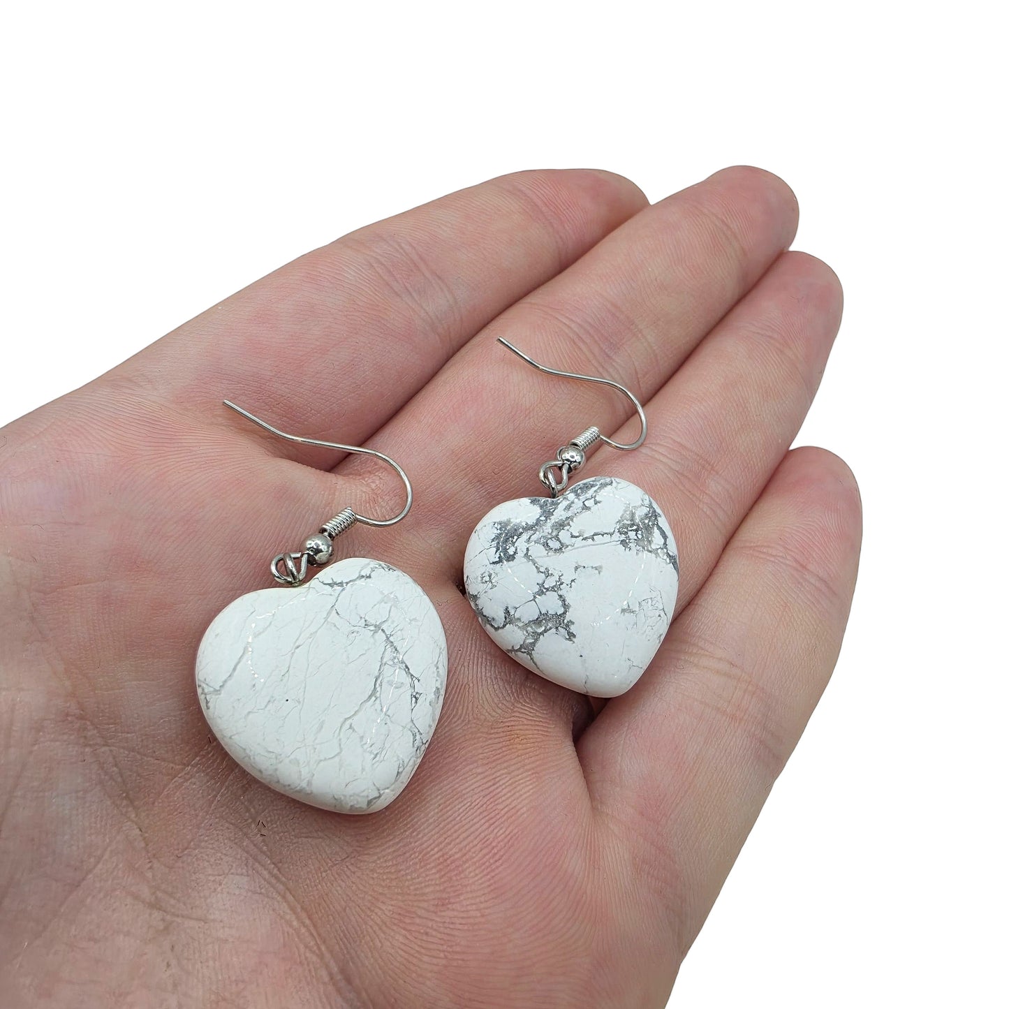 Boucles d'Oreilles COEUR HOWLITE BLANCHE