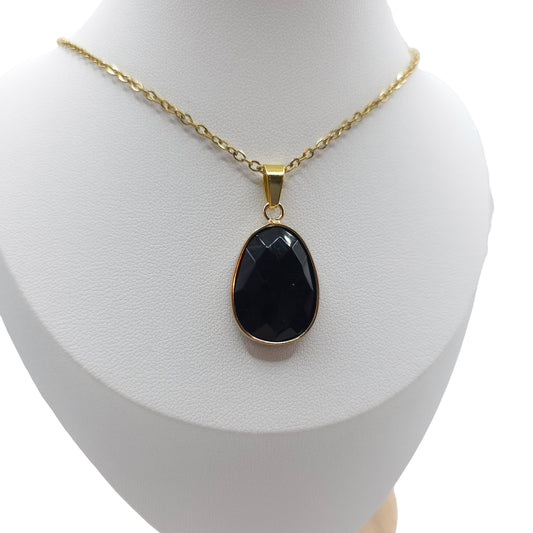 Collier Facetté OBSIDIENNE NOIRE A