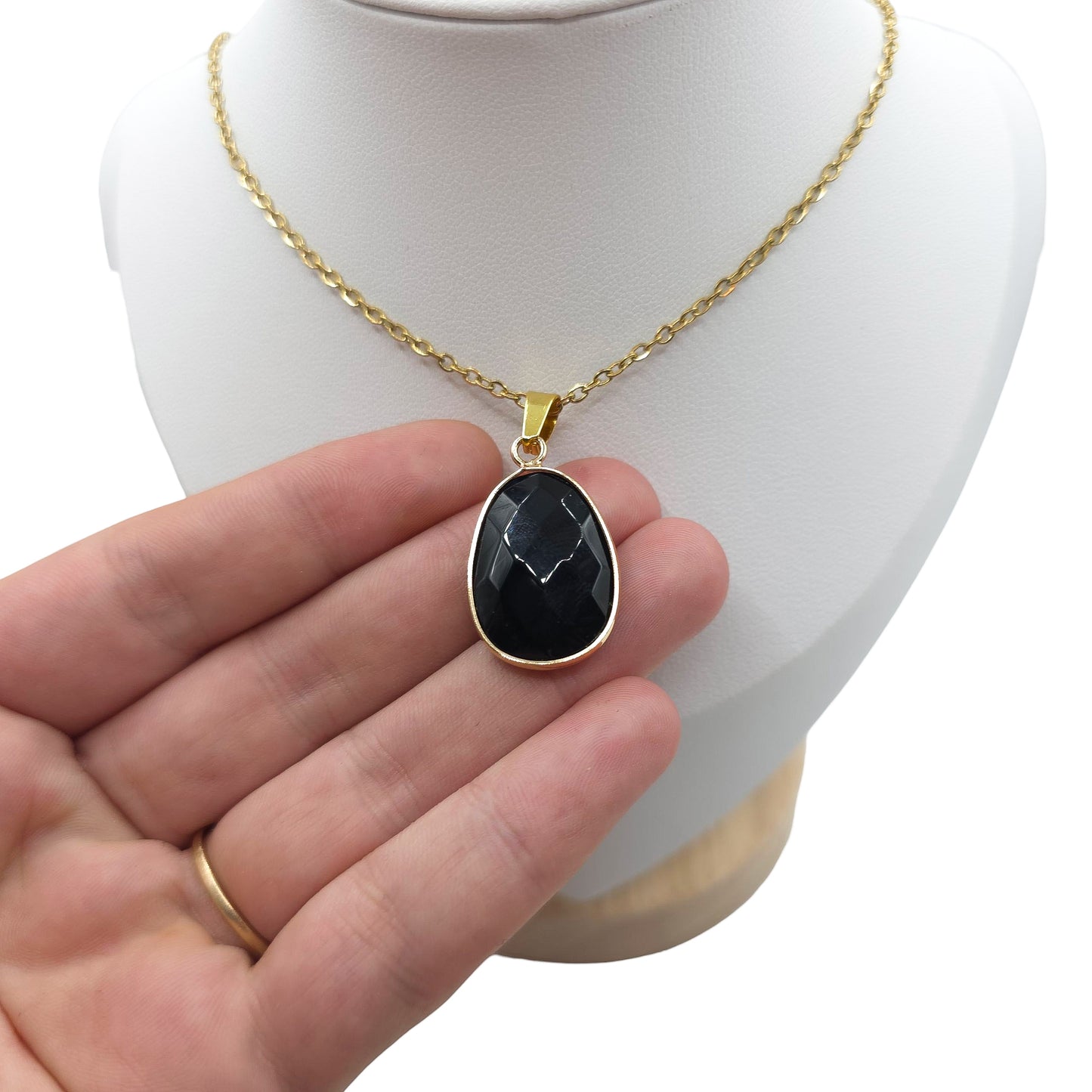 Collier Facetté OBSIDIENNE NOIRE A