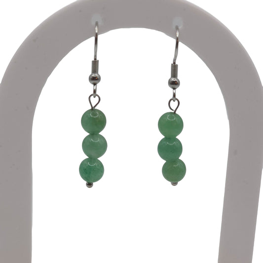 Boucles d'Oreilles Boule 06mm AVENTURINE VERTE A