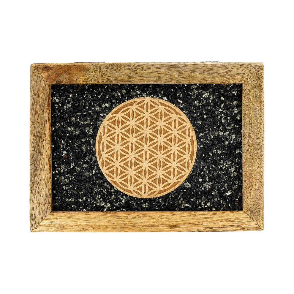 Boite à Bijoux FLEUR DE VIE TOURMALINE & PYRITE