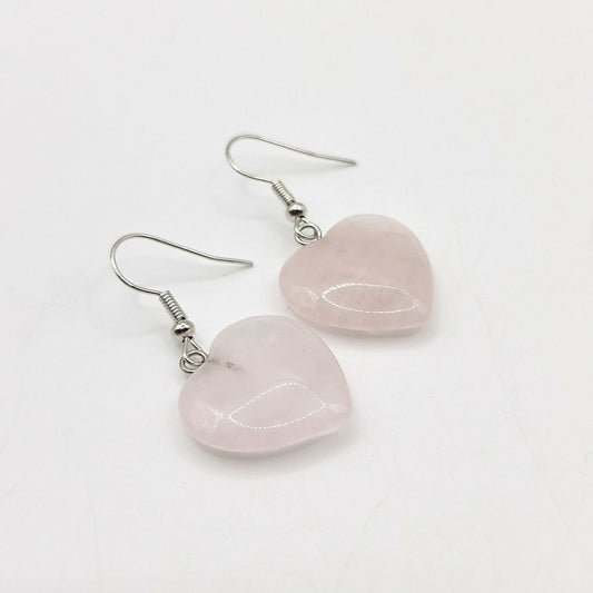 Boucles d'Oreilles Coeur QUARTZ ROSE
