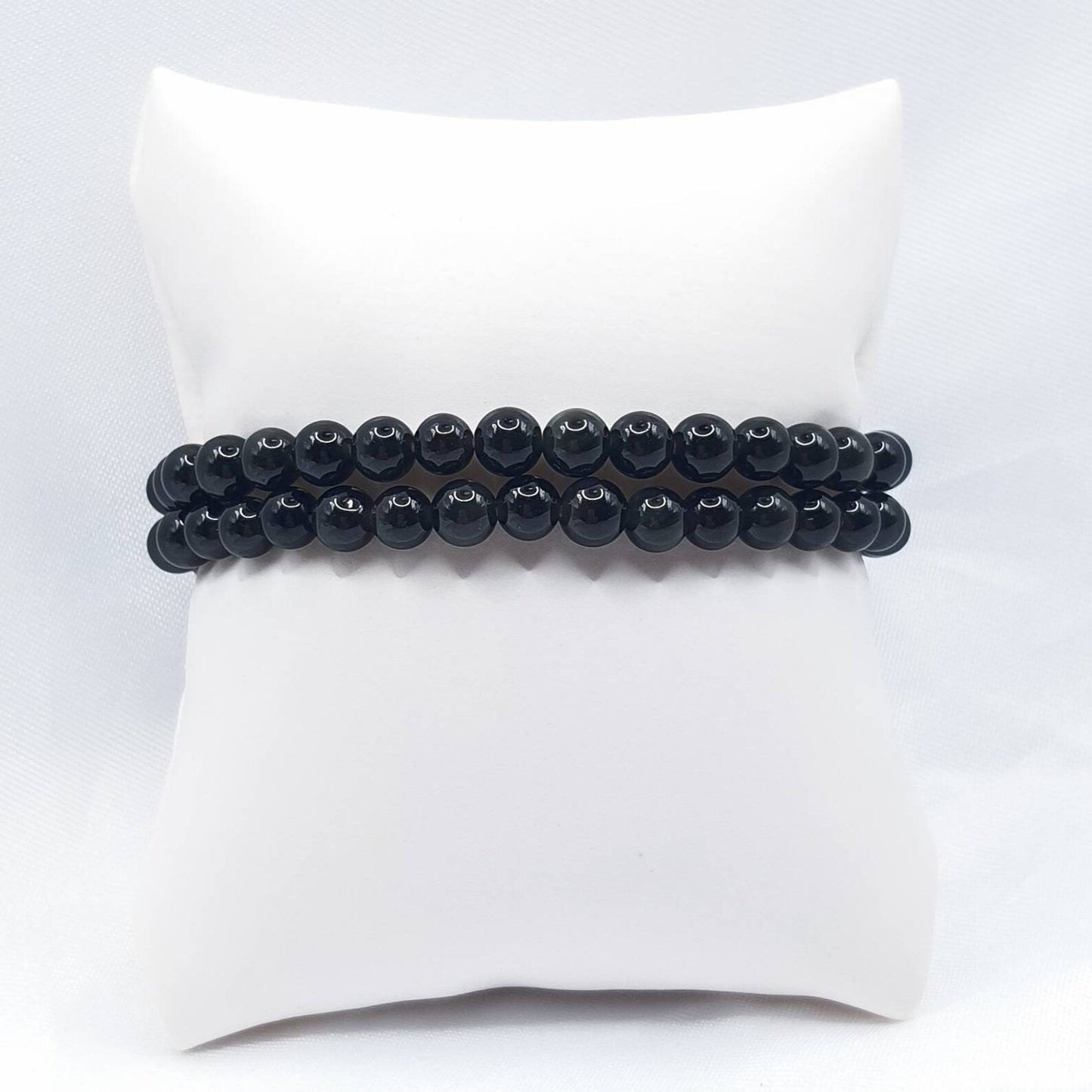 Bracelet Boule 06mm OBSIDIENNE OEIL CELESTE A