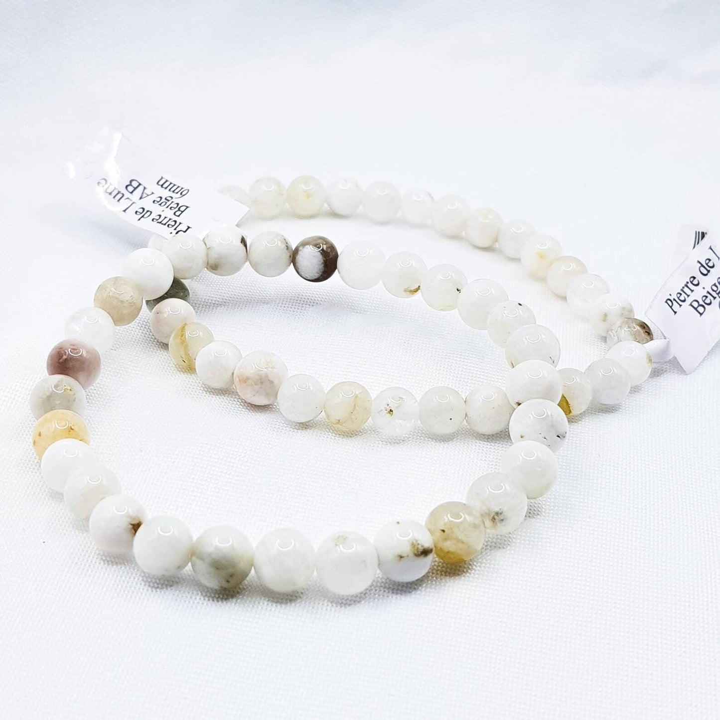 Bracelet Boule 06mm PIERRE DE LUNE BEIGE