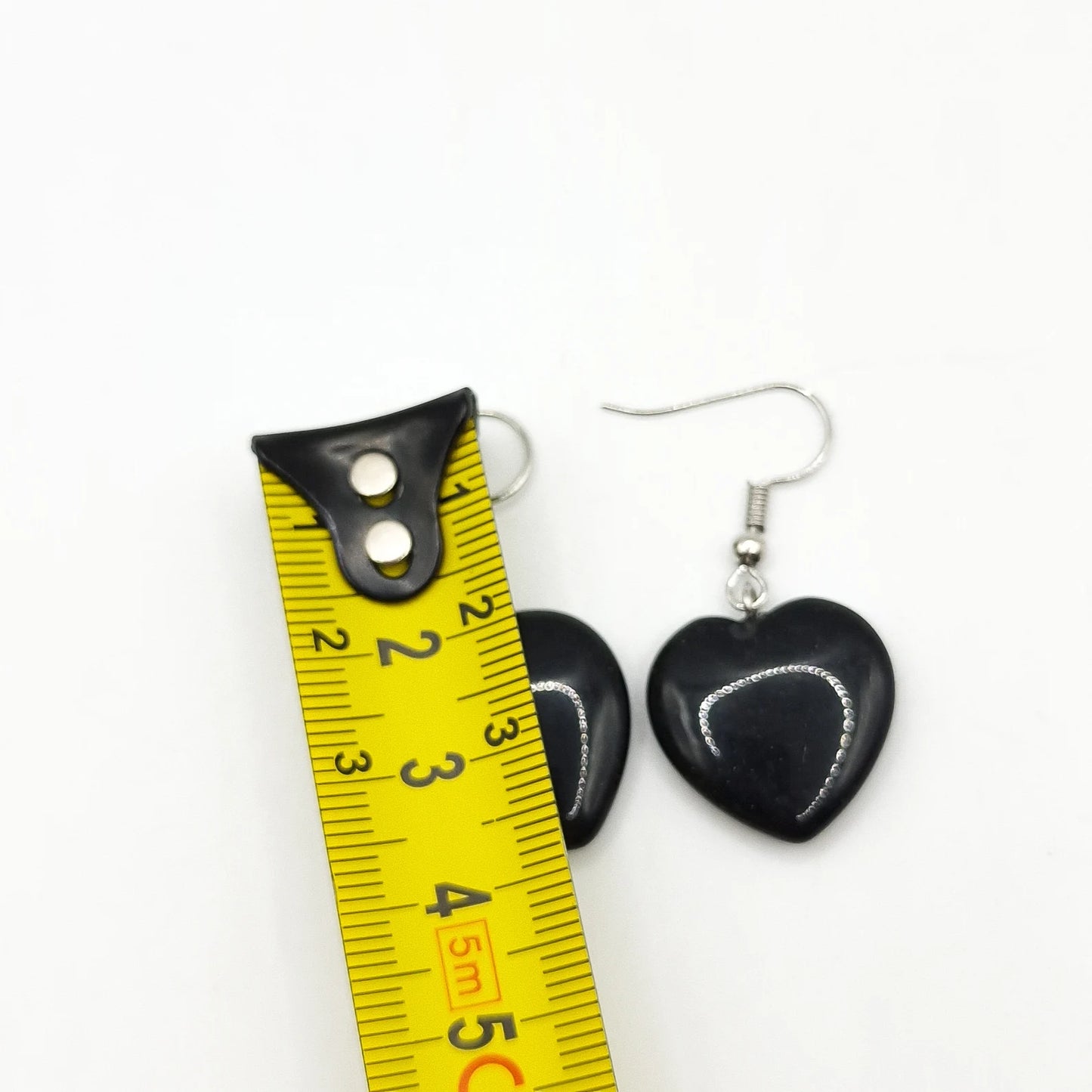 Boucles d'Oreilles Coeur OBSIDIENNE NOIRE