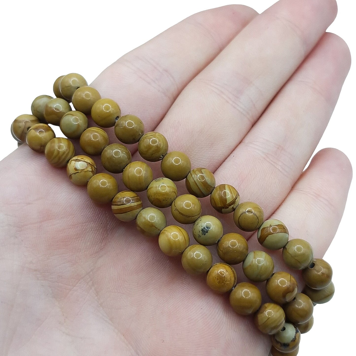 Bracelet Boule 06mm BOIS FOSSILE