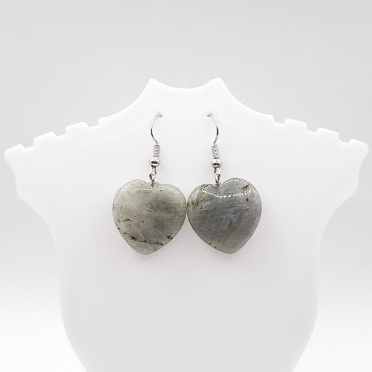 Boucles d'Oreilles Coeur LABRADORITE