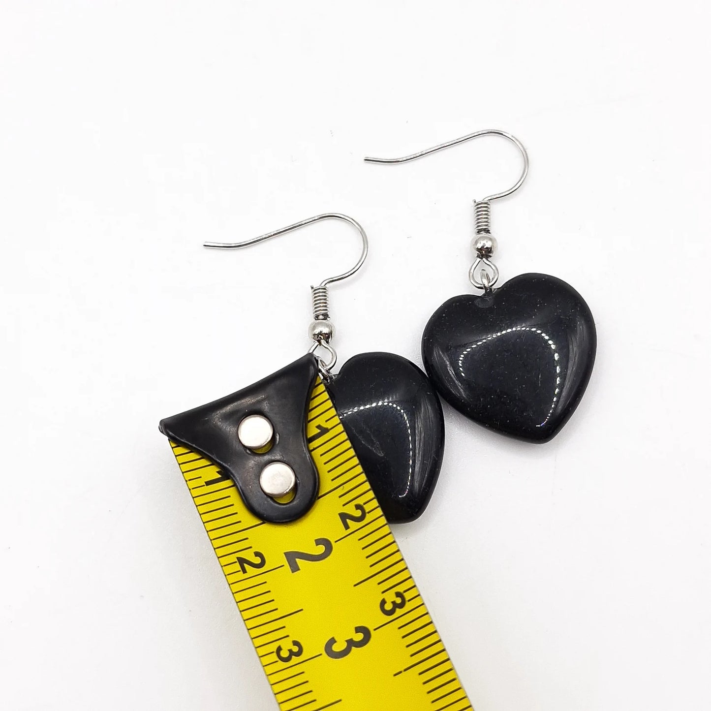Boucles d'Oreilles Coeur OBSIDIENNE NOIRE