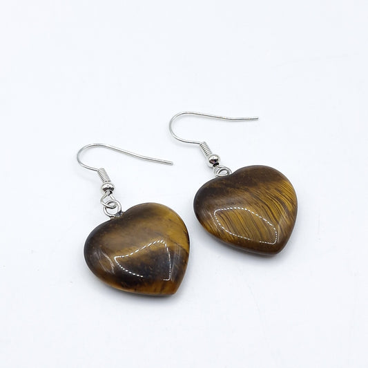Boucles d'Oreilles Coeur OEIL DE TIGRE