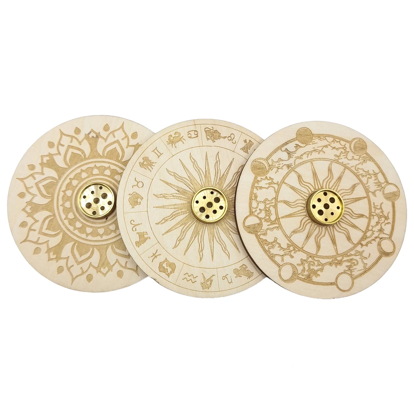 Porte Encens Bois Naturel MANDALA LUNES ASTRO
