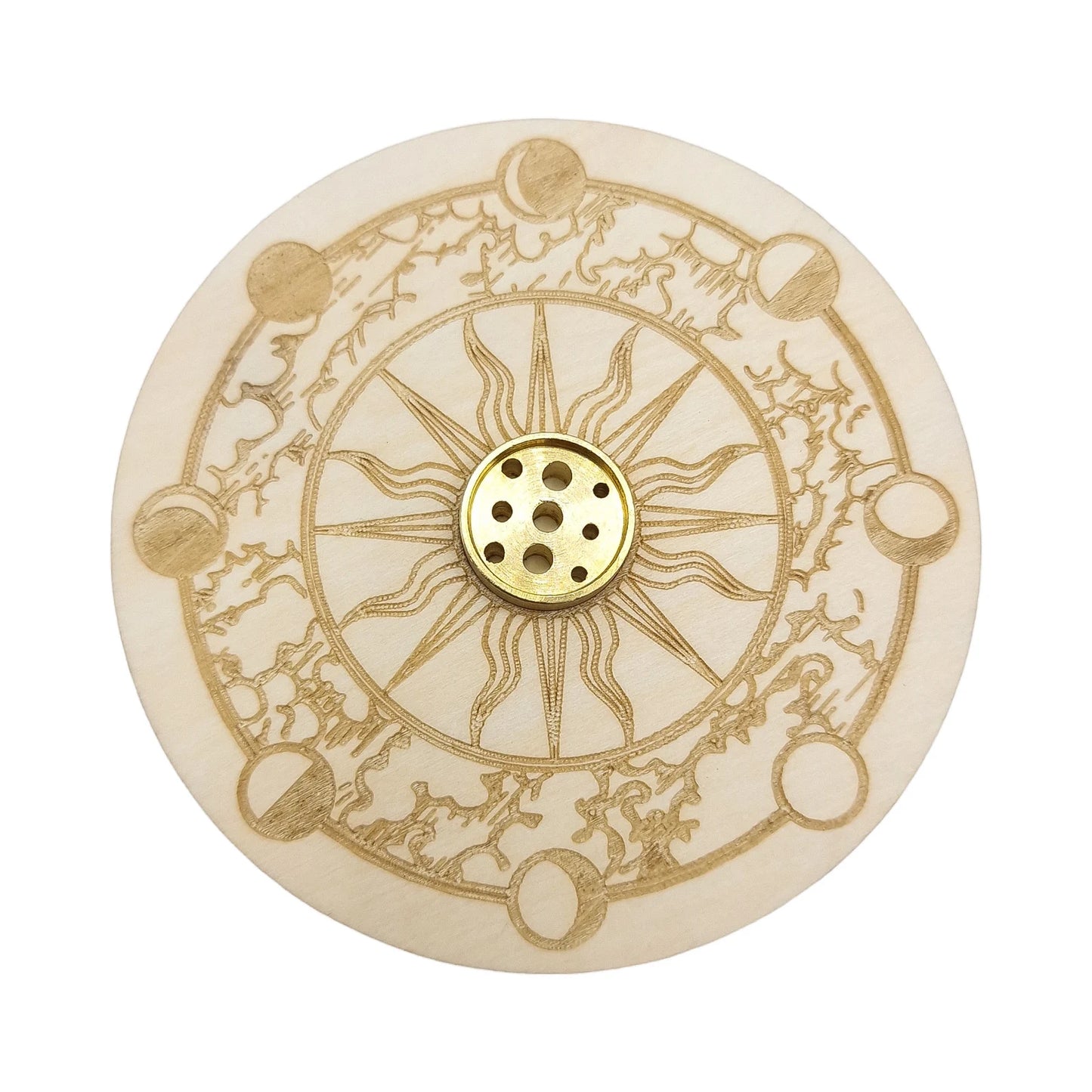Porte Encens Bois Naturel MANDALA LUNES ASTRO