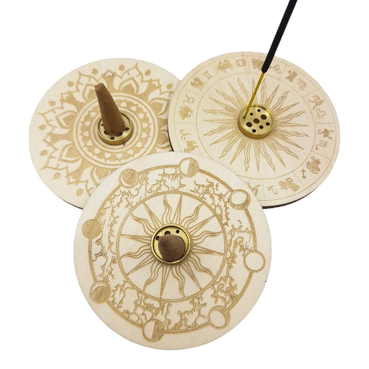 Porte Encens Bois Naturel MANDALA LUNES ASTRO