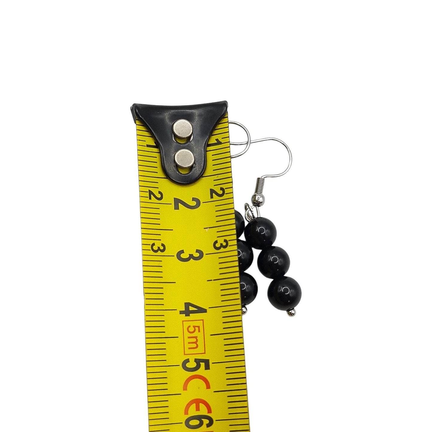 Boucles d'Oreilles Boule 06mm OBSIDIENNE NOIRE A