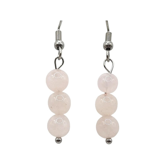 Boucles d'Oreilles Boule 06mm QUARTZ ROSE A