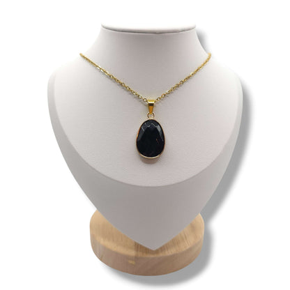 Collier Facetté OBSIDIENNE NOIRE A