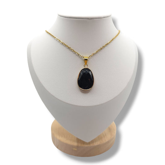 Collier Facetté OBSIDIENNE NOIRE A