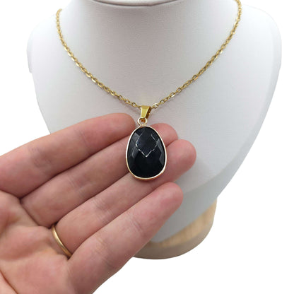 Collier Facetté OBSIDIENNE NOIRE A