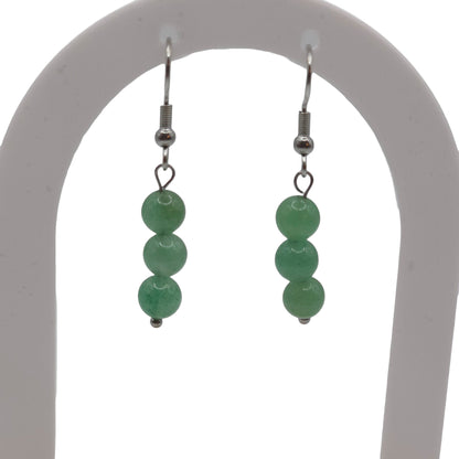 Boucles d'Oreilles Boule 06mm AVENTURINE VERTE A