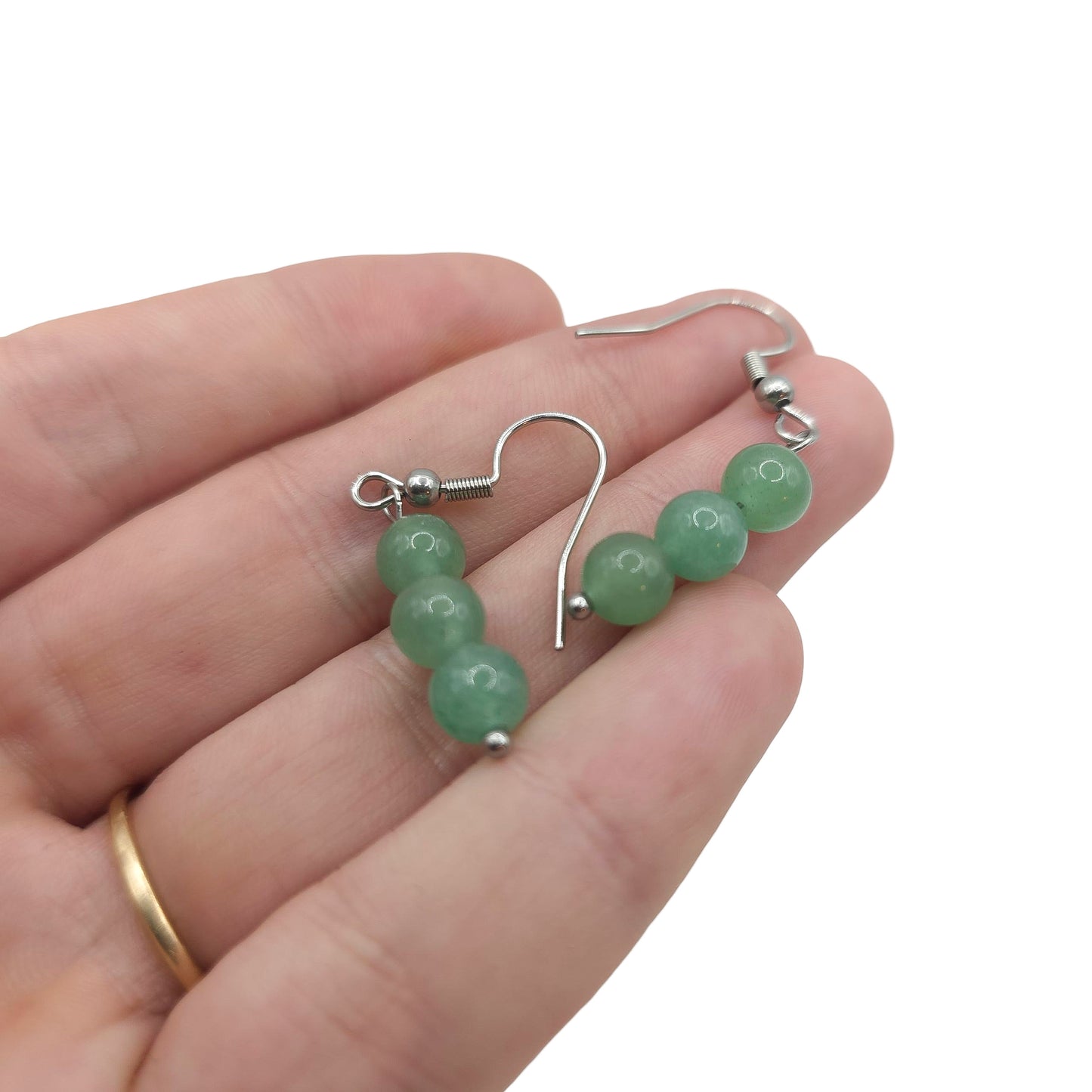 Boucles d'Oreilles Boule 06mm AVENTURINE VERTE A