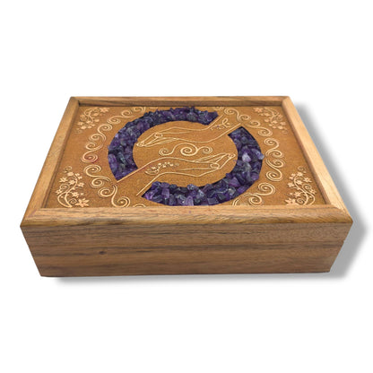 Boite à Tarot MAINS GUERISSEUSES AMETHYSTE