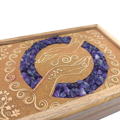 Boite à Tarot MAINS GUERISSEUSES AMETHYSTE
