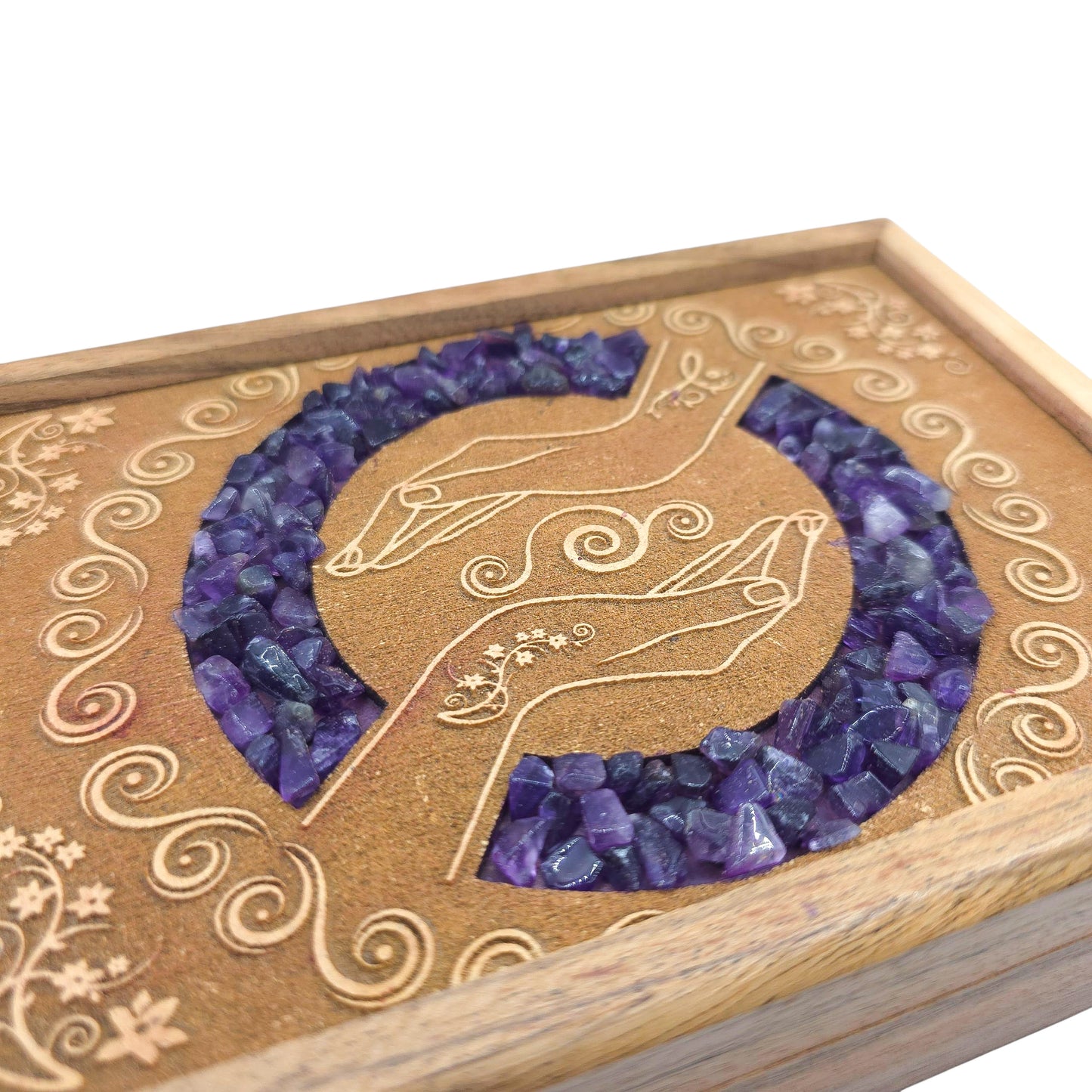 Boite à Tarot MAINS GUERISSEUSES AMETHYSTE