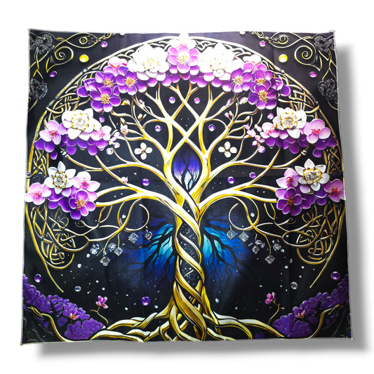 Nappe de Tarot ARBRE DE VIE FLEURI
