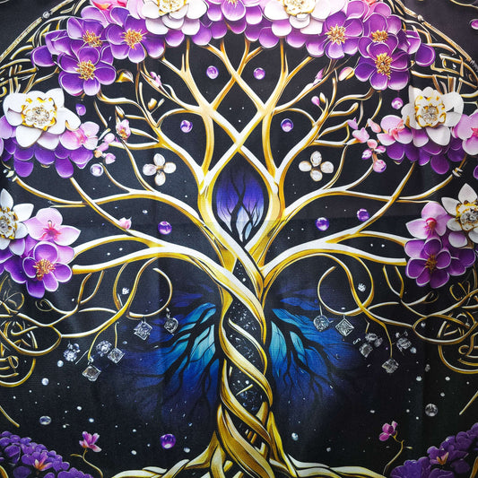 Nappe de Tarot ARBRE DE VIE FLEURI