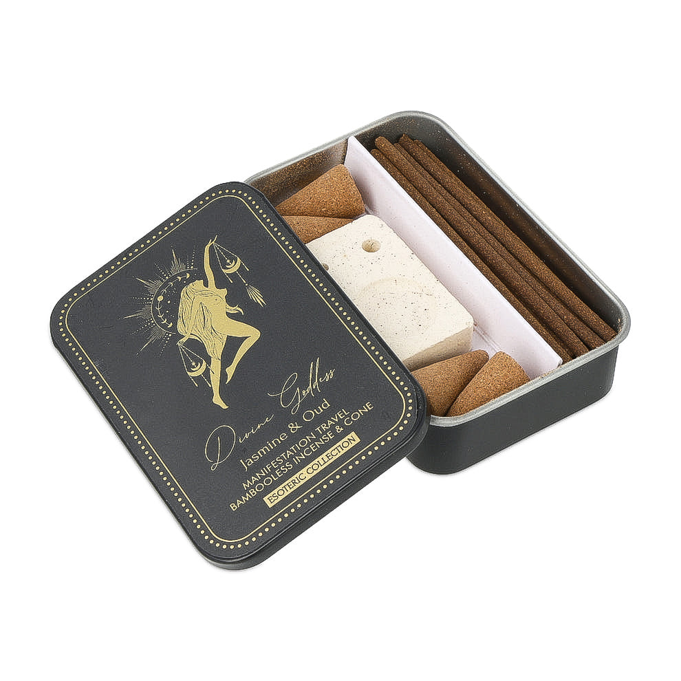 Encens Divine Goddess & Porte-Encens en Boite Coulissante en fer