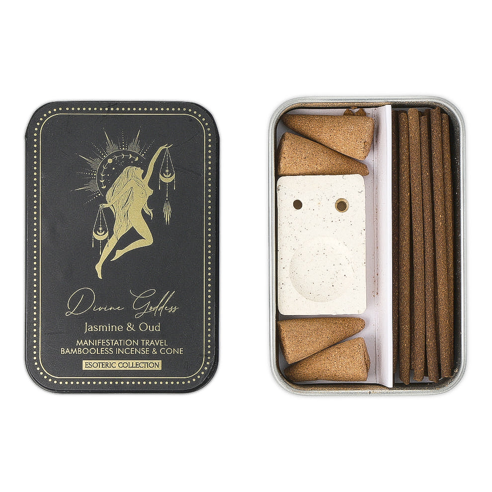 Encens Divine Goddess & Porte-Encens en Boite Coulissante en fer