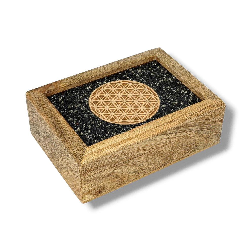 Boite à Bijoux FLEUR DE VIE TOURMALINE & PYRITE