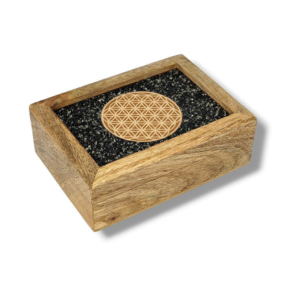 Boite à Bijoux FLEUR DE VIE TOURMALINE & PYRITE
