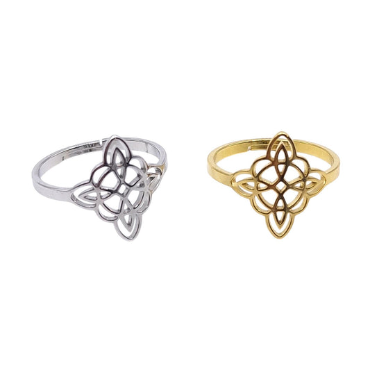 Bague nœud de sorcière dorée, bijou spirituel de protection