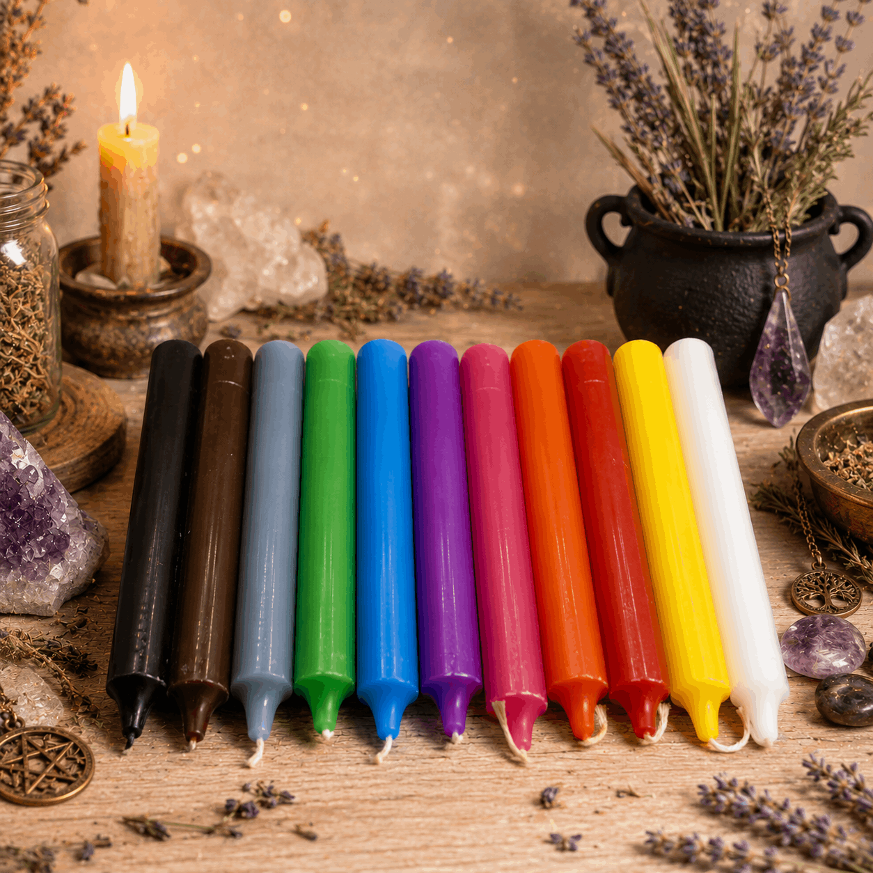 Bougies Rituels Teintées dans la Masse