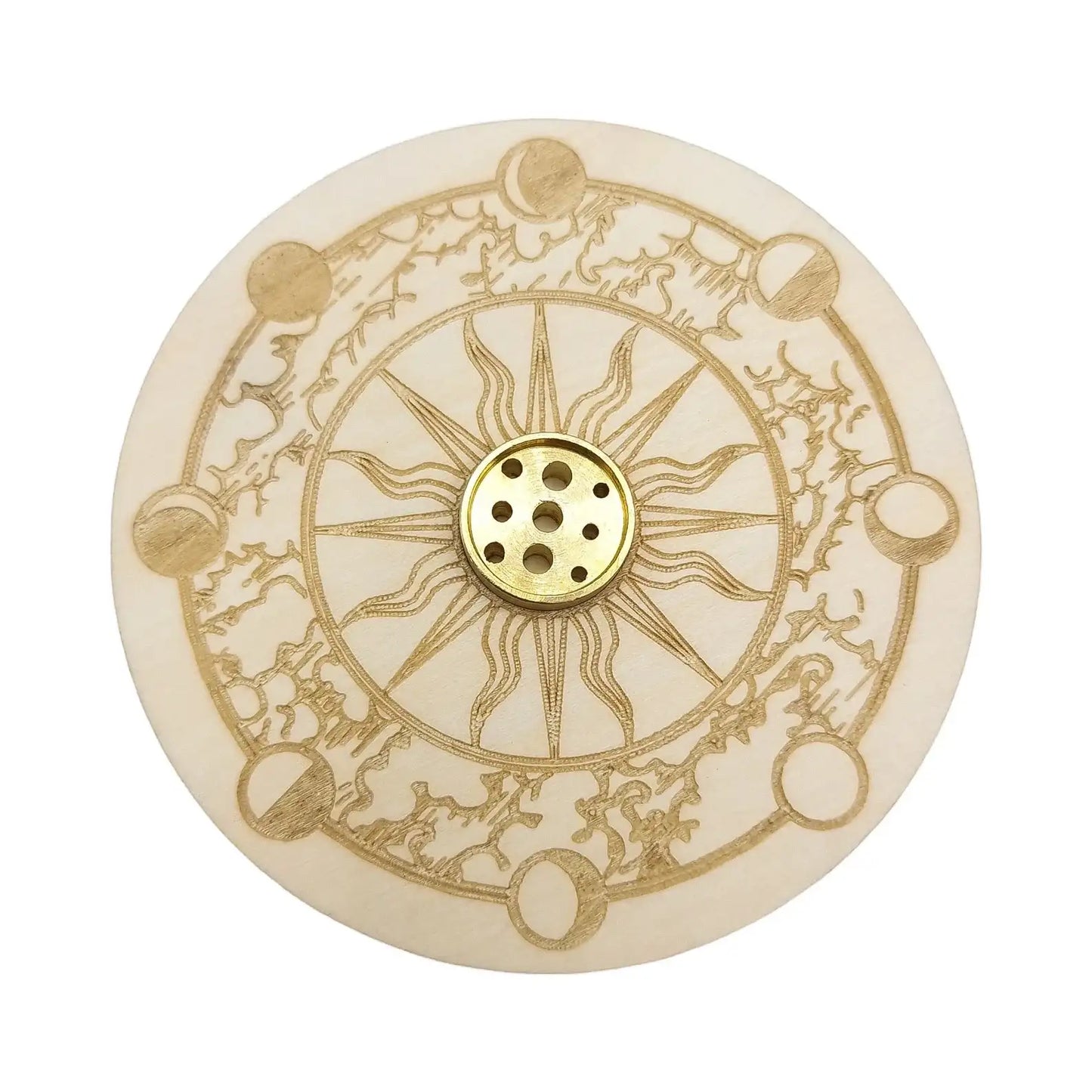 Porte Encens Bois Naturel MANDALA LUNES ASTRO
