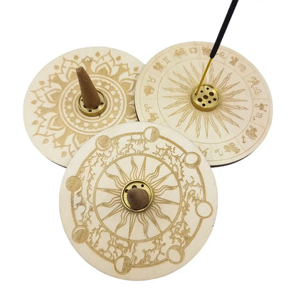 Porte Encens Bois Naturel MANDALA LUNES ASTRO