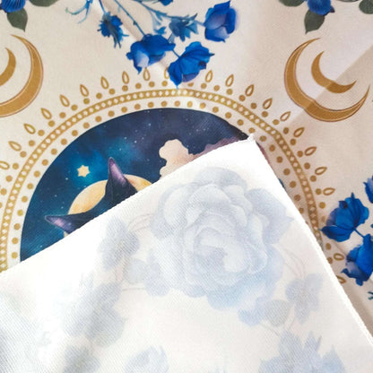 Nappe de Tarot CHAT FLEUR BLEUE