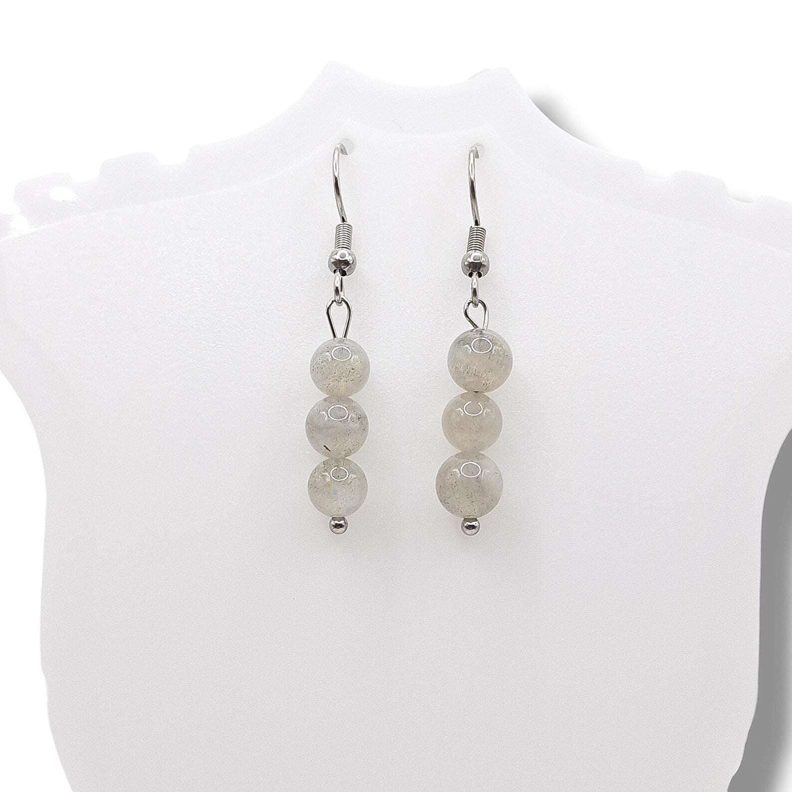 Boucles d'Oreilles Boule 06mm LABRADORITE A
