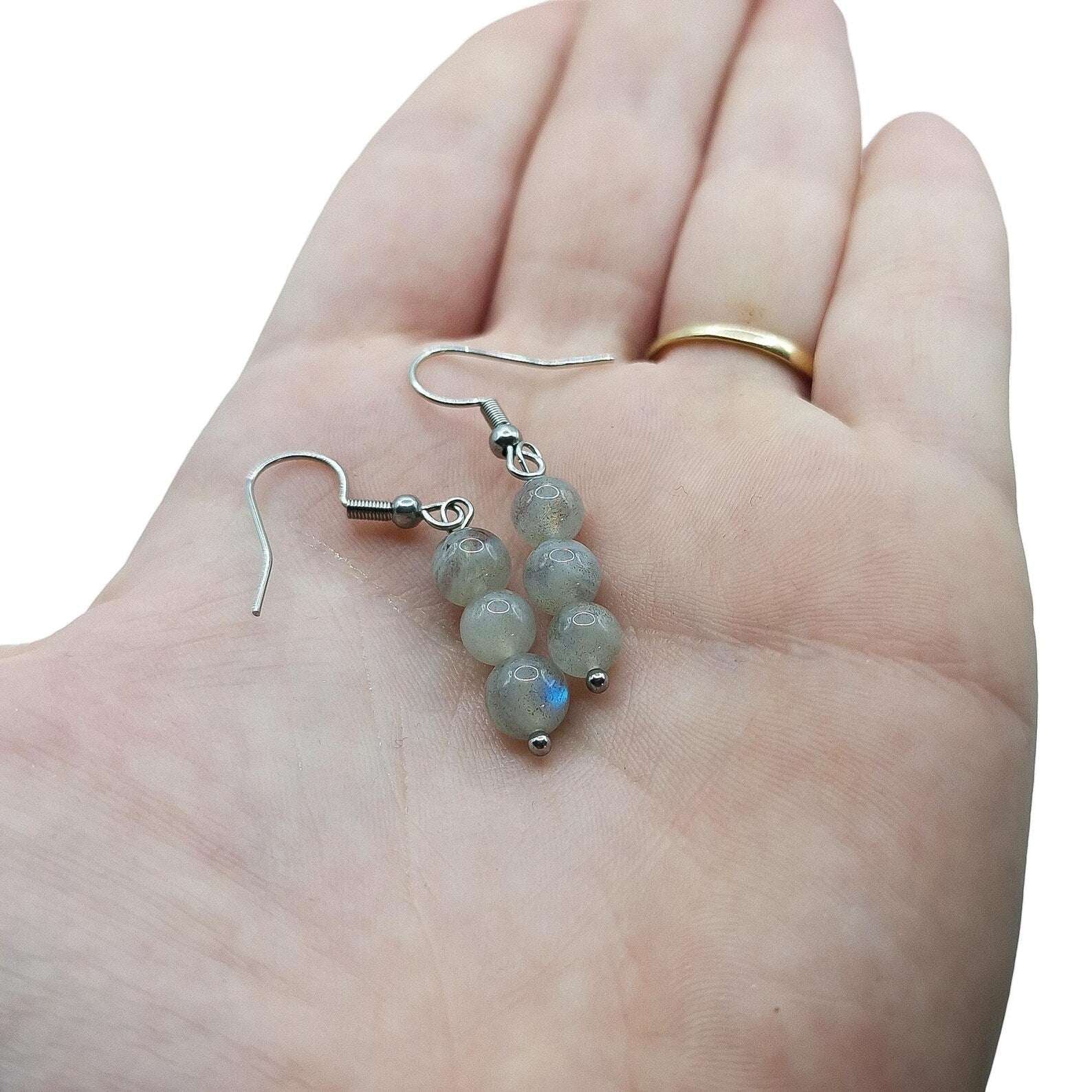 Boucles d'Oreilles Boule 06mm LABRADORITE A