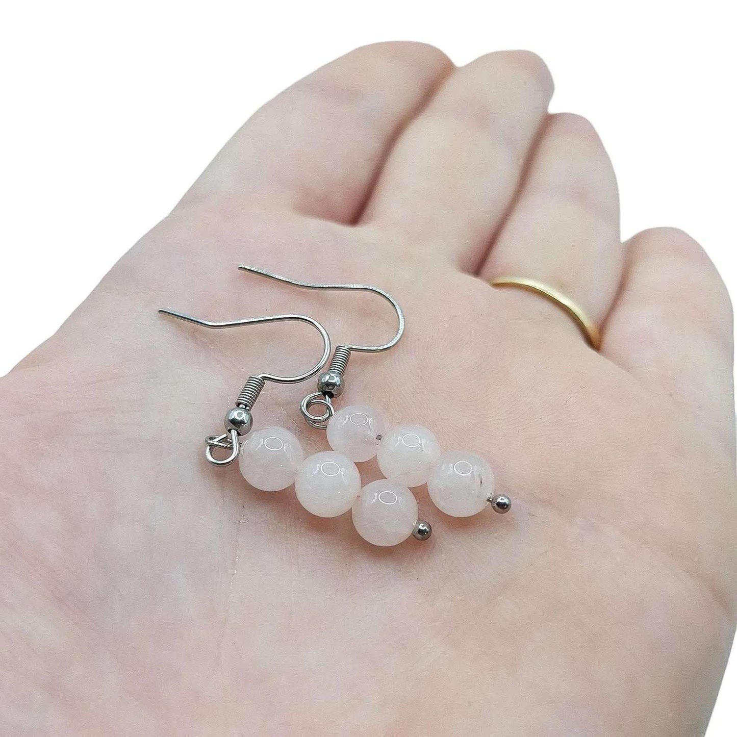 Boucles d'Oreilles Boule 06mm QUARTZ ROSE A