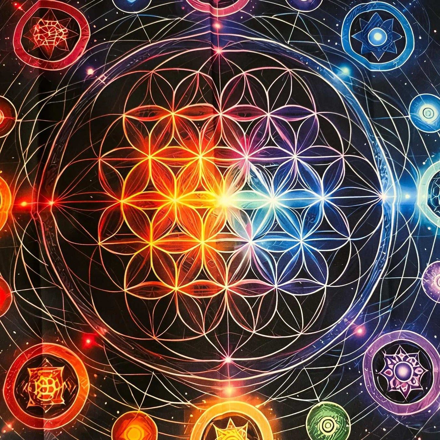 Nappe de Tarot FLEUR DE VIE CHAKRAS