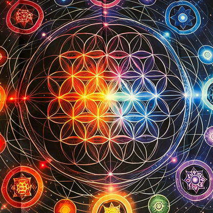 Nappe de Tarot FLEUR DE VIE CHAKRAS