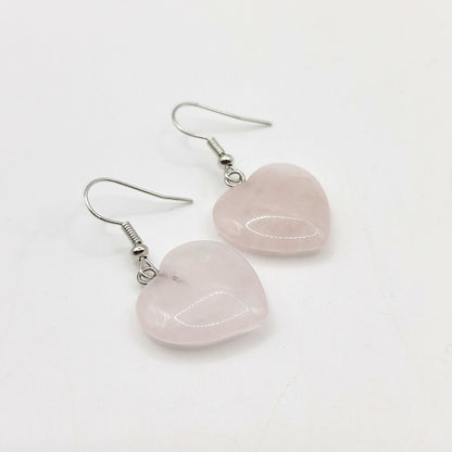 Boucles d'Oreilles Coeur QUARTZ ROSE