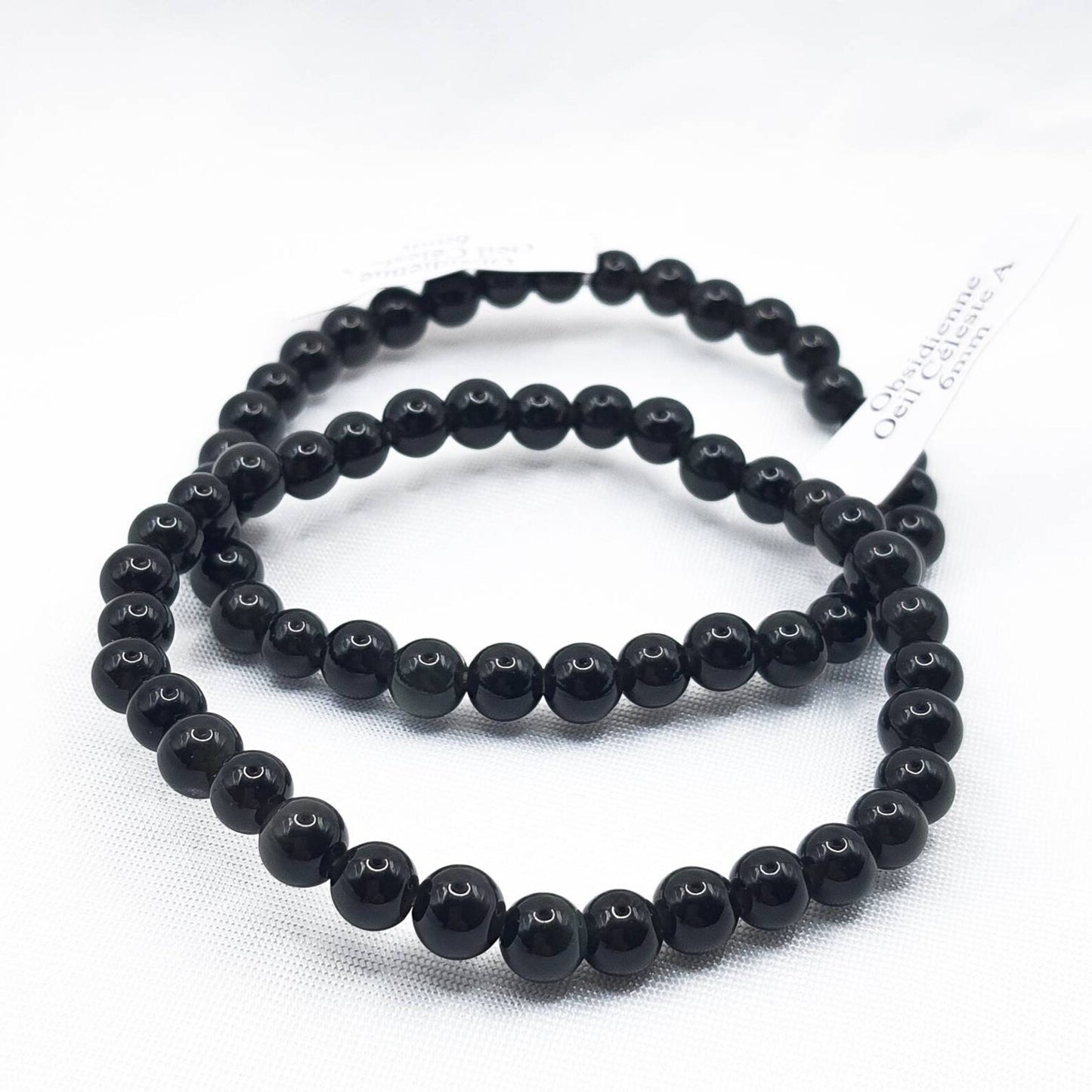 Bracelet Boule 06mm OBSIDIENNE OEIL CELESTE A