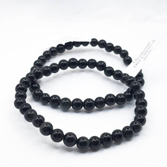 Bracelet Boule 06mm OBSIDIENNE OEIL CELESTE A