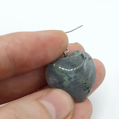 Boucles d'Oreilles Coeur LABRADORITE