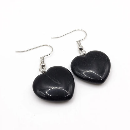 Boucles d'Oreilles Coeur OBSIDIENNE NOIRE